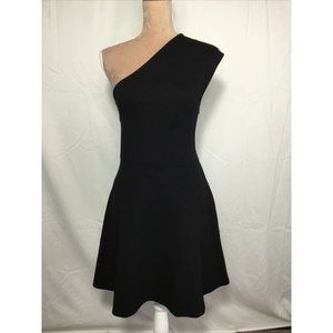 REISS LBD Keria One-Shoulder Short Sleeve Flare Hem Black Dress Sz 4 Sexy